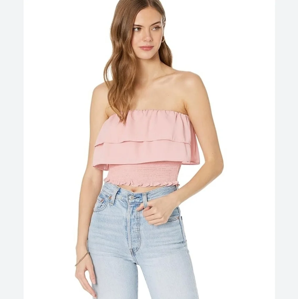 1. State Strapless Tiered Top Blush - Picture 1 of 7
